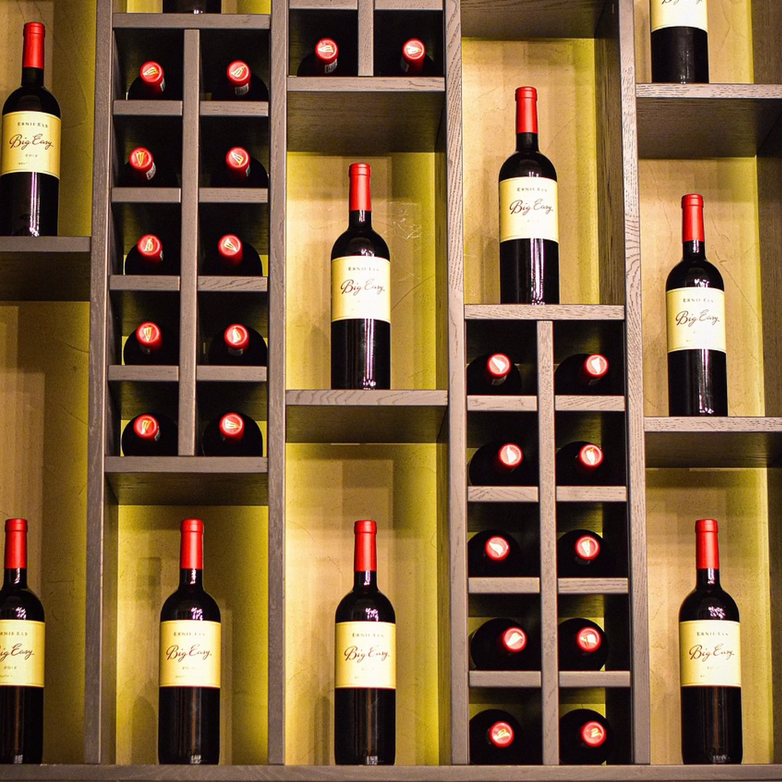 Organised wine cellar shelves